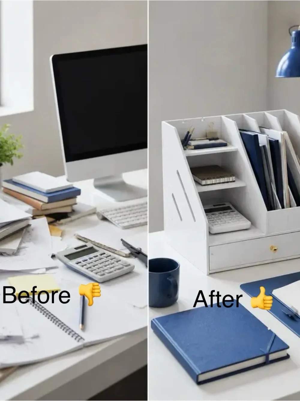 White Desktop File Organizer with Drawer - Brand